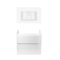 Комплект Qtap тумба підвісна Scorpio 700х585х460 мм White + раковина урізна Albatross QT71SC43969