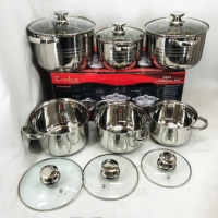 Набір каструль UNIQUE UN-5035 з нержавіючої сталі з товстим дном в 5 шарів з кришками, 12 предметів