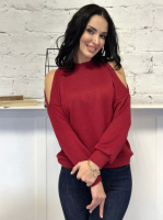 Жіноча ангорова кофта з розрізами «Girl» оптом | Норма | Розпродаж моделі Бордовий, 42-44