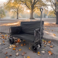 Складний садовий візок-диван TKMP-02: вантажопідйомність 150 кг, об'єм 150 л, з відкидним бортом та широкими колесами PVC