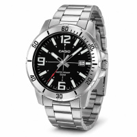 Чоловічий годинник Casio MTP-VD01D-1B з мінеральним склом та сталевим браслетом