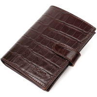 Портмоне фактурне для чоловіків з натуральної шкіри з тисненням під крокодила 722058 Коричневий