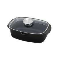 Гусятница с антипригарным покрытием Lessner Black Pro New 5,6 л. с арома-ручкой в крышке.