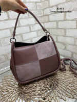 Темна пудра — стильна сумка — квадрати, закривається на поворотний замок і блискавку (0244-1)