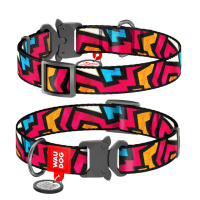 Нашийник для собак нейлоновий WAUDOG Nylon з QR паспортом, малюнок «Графіті», металічна пряжка-фастекс, Ш 20 мм, Дов 28-40 см