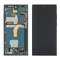 Дисплей для Samsung S908B Galaxy S22 Ultra с чёрным тачскрином и зелёной корпусной рамкой OLED