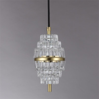 Люстра светодиодная подвесная LED светильник для квартиры на потолок лэд 26715 Латунь 30-200х11х11 см.