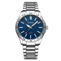 Чоловічий годинник Curren 8452 Silver-Blue зі сріблястим браслетом та синім циферблатом