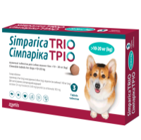 Сімпаріка ТРІО (сароланер, моксидектин, пірантел) для собак 10-20 кг, 3 таблетка