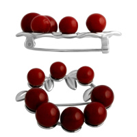 Серебряная брошка CatalogSilver с кораллом (2136330)