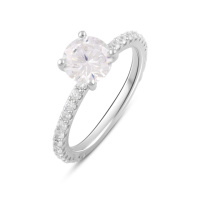 Срібне кільце SilverBreeze з фіанітами (2078944) 18 розмір