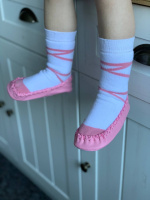Махрові носочки-чешки «Рожево-білі пуанти» з антиковзкою підошвою 24/25 ( 16,5 см устілка, 3-4 роки)
