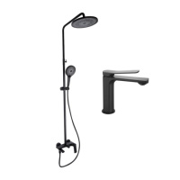 Комплект змішувачів Qtap Slavonice: Душова система QTSLA111BLM45911 + Змішувач для раковини QTSLA1042103B