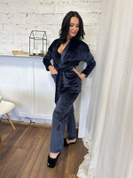 Домашній костюм з халатом «Nelly» оптом | Норма | Розпродаж моделі Темно-синій, 42-44