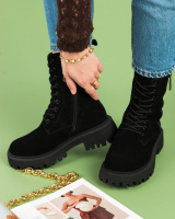 Жіночі зимові чорні черевики з еко-замші