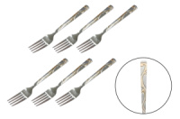 Набор серебристых столовых вилок с узором «Абстракция» (6шт) (111662)