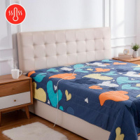 Электропростынь с подогревом 150х120см двуспальная Трио-СамеТо Синий с разноцветными сердцами (02101)