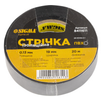 Стрічка ізоляційна ПВХ (чорна) 0.13мм×19мм×20м Premium SIGMA (8411611)
