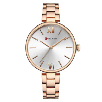 Жіночий годинник Curren 9017 Rose Gold-White у класичному стилі з мінеральним склом
