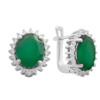 Серебряные серьги CatalogSilver с натуральным агатом, фианитами (2174127)