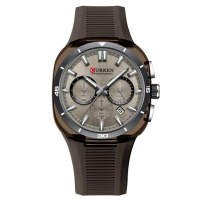 Чоловічий годинник Curren 8502 Brown з хронографом та силіконовим ремінцем