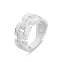 Серебряное кольцо CatalogSilver с фианитами, вес изделия 7,72 гр (2161790) 17.5 размер