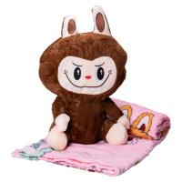 Мягкая игрушка-плед, подушка 3 в 1 Лабубу 50 см Коричневый ТМ COLORFUL HOME LAB2BR