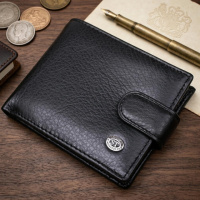 Мужской кожаный купюрник для карт купюр и монет ST Leather 18308 Черный
