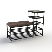 Банкетка для обуви Барселона-1 100см велюр серо-коричневый/дуб платиновый 5-2-9005