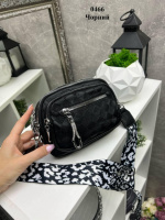 Чорний — три окремих відділення на блискавці - зручний стильний молодіжний клатч (0466)