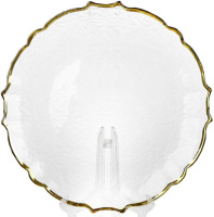 Набор 4 тарелки Adele Ø33см, стеклянные c золотым кантом