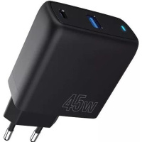 Мережевий зарядний пристрій Proove Silicone Power 45W (Type-C + USB) Black (WCSP45110001) (Код товару:38111)