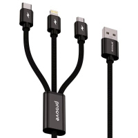 Кабель Proove Triple Connection 3 in 1 Type-C + Micro USB + Lightning 1.3m Black (CCTC15001501)