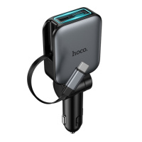 Автомобильное зарядное устройство Hoco Z67 USB/ Type-C PD 60W metal gray + кабель Type-C