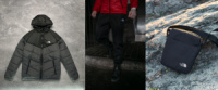 Чоловічий комплект куртка The North Face чорно-сіра + штани + Барсетка у подарунок!
