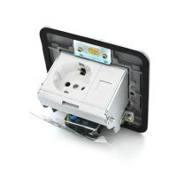 Розетка универсальная + 1 Shuko + 1RJ-45  выдвижная с заземлением J02L, Input: AC 100-250V 13A, Silver