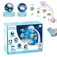 Карусель мобіль на ліжечко ,проектор «Зоряного неба», пульт д/у, 50 мелодій Рожева