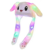 Светящаяся шапка с двигающимися ушками белая / AN-4