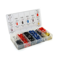 Набор клемм/наконечников 1200шт  (E0508w-200, E7508g-200, E1008r-200, E1508bl-250, E2508b-250, E4009g-50, E6012y-25, E1012r-25) в боксе