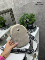 Натуральний замш. Сіра - сумочка/гаманець на два окремих відділи (0538-1)