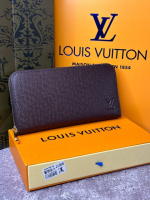 Чоловічий шкіряний гаманець Louis Vuitton Zippy Taiga Brown k035