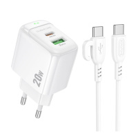 Мережевий Зарядний Пристрій Borofone BAS44A 1USB-C/1USB PD/QC 20W+Type-C to Type-C