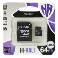 Карта пам'яті Hi-Rali microSDXC (UHS-3) 64 GB Card Class 10 з адаптером, Чорний - купити в SmartEra.ua