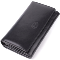 Стильний жіночий горизонтальний гаманець із глянсової натуральної шкіри 720884_1 (1073 nero) Чорний