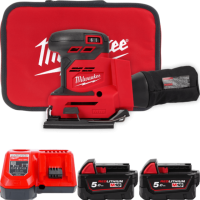 Шліфмашина вібраційна акумуляторна MILWAUKEE, M18 BQSS-502B, 113х104мм (зарядний пристрій М12-18 С, 2 акумулятори М18 В5 5Аг, су