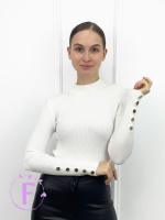 Жіночий трикотажний гольф з кнопками «Lissom» оптом I Розпродаж моделі 42-46, Молочний