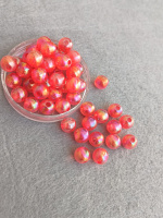 Акриловые бусины/ 10 мм / 20 шт/  красный с АБ