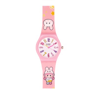 Дитячий годинник Better 012 Bunny Light Pink-White для дівчаток з рожевим силіконовим ремінцем