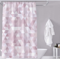 Шторка для ванной и душа 180x180 см водостойкая, шторка для ванной комнаты с кольцами и крючками, розовая с принтом