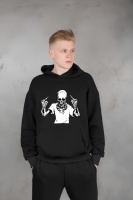 Худі чорне з ДТФ (оверсайз) | 66-519